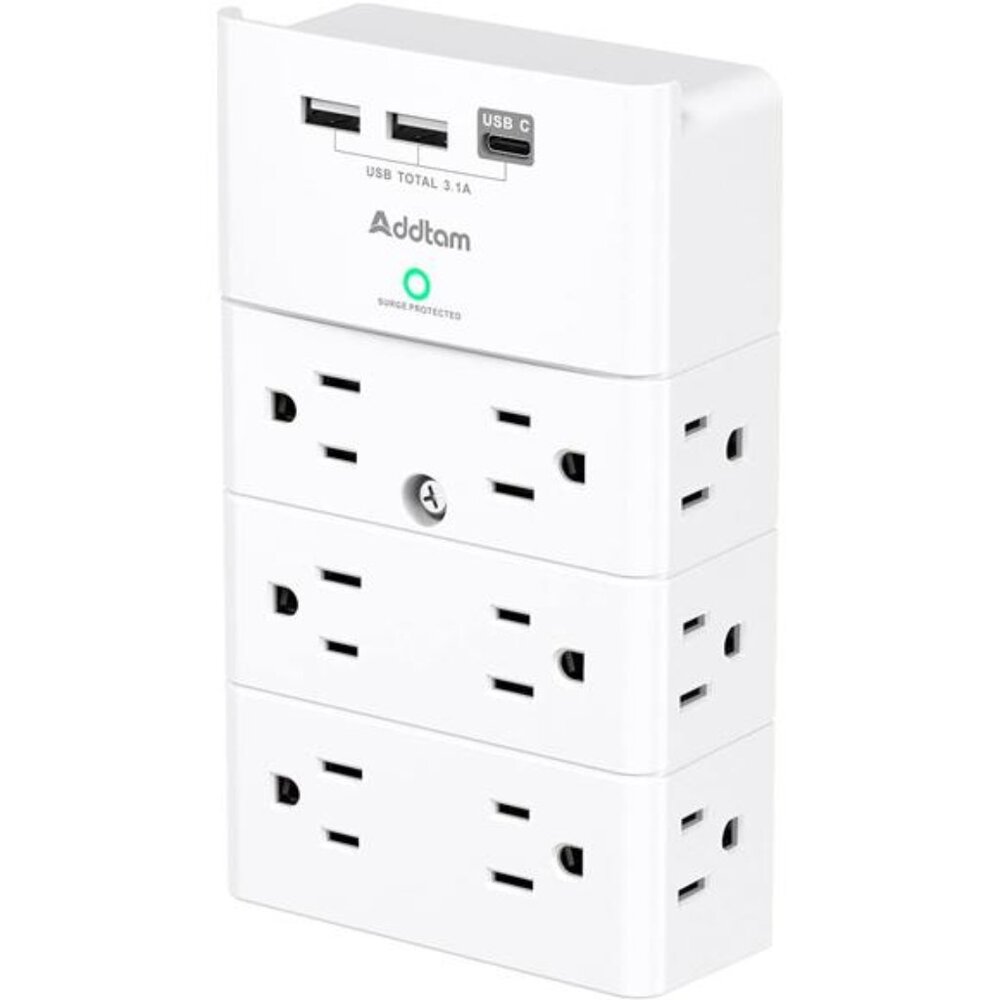 Multi Plug Outlet - Addtam Surge Protector Wall Mount with 12 Outlet Extender
